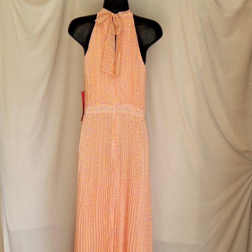 NEW Floral Maxi Dress Betsey Johnson Halter Neck Pleated Size 8 - Picture 6 of 15